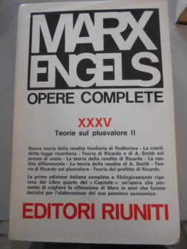 marx engels opere complete XXXV teorie sul plusvalore II